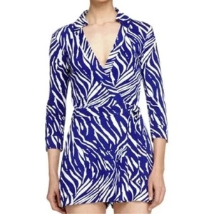 DVF Diane von Furstenberg Celeste Wickel Strampler lila weiß Animalprint Gr. 6 - Bild 1 von 9