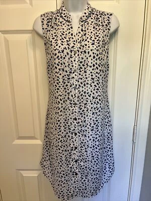 CAbi Sz S Button Front Shift Dress Sleeveless Blue Multi Animal Print Cute EUC! - Image 1 of 4