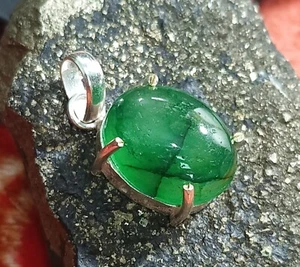 Zertifizierter 25,45 ct natürlicher Smaragd 925 massiv Silber Ovalschliff Anhänger Edelstein - Bild 1 von 13