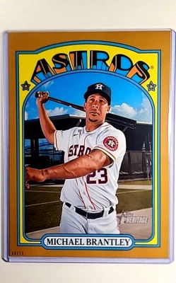 Topps Heritage 2021 5x7 7x5 dorado #54 Michael Brantley/10 Jumbo Houston Astros Foto 1 de 3