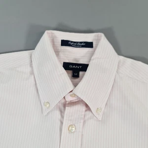 Gant Mens Shirt Medium Pink Oxford Banker Regular Fit Pin Stripe Button Down - Picture 1 of 11