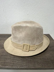 Vintage DOBBS Suede Fedora Hat Brown Beige Leather 6-7/8” - Picture 1 of 9
