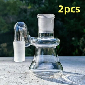 2PZ Unico 14mm 90° Mini Cattura Cenere Secco Tabacco Vetro Bong Giunto Ciotola Bubbler - Foto 1 di 6