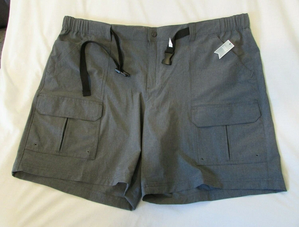Mens Croft & Barrow Lightweight Cargo Stretch Belted Outdoor Shorts Size 46 Gray