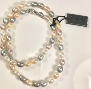 HONORA STERLING 925 FRESHWATER PEARL LIGHT MULTICOLOR NECKLACE (C168A) - Picture 1 of 4