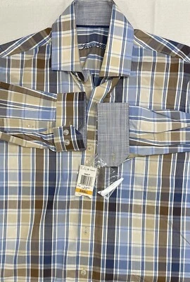 Camisa de vestir informal con botones Tasso Elba para hombre multicolor a cuadros talla pequeña NUEVA Foto 1 de 4