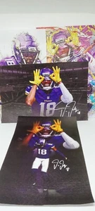 JUSTIN JEFFERIES SET OF 4 MINNESOTA VIKINGS CANVAS WALL ART PRINT SIGNED NEW - Picture 1 of 24