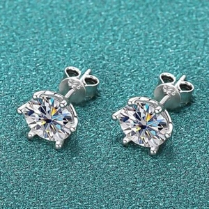 0.8ct Earrings White Gold Diamond Test Pass Lab-Created VVS1/D/Excellent - Picture 1 of 6