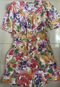 Sharon Floral Jumpsuit M NOS Womens Romper Vintage 80s 90s Button Front - Picture 1 of 4