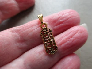 VINTAGE GOLD TONE DOUBLE SIDED FIXED ABACUS COUNTING FRAME FOB CHARM PENDANT OLD - Picture 1 of 3