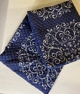 Set of 2-Microsculpt King Blue & White Geometric Puff  Quilt Pillowcases 36x20 - Picture 1 of 5