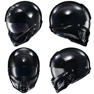 Nuevo Scorpion Exo Cubierto 2 Cara Abierta Brillo Negro Motocicleta Casco PUNTO Todos los Tamaños - Imagen 1 de 5