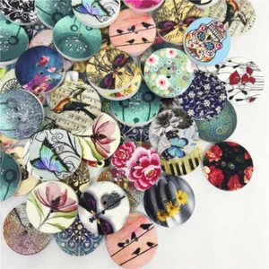 DIY Craft Mixed 100pcs Wooden Buttons for Sewing Scrapbooking 2 Holes 20mm - Picture 1 of 11