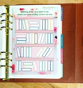 Bookshelf Reading Books Dashboard Insert 4 use with Erin Condren A5 Ring Agenda - Picture 1 of 3
