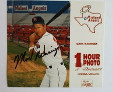 1993 MIDLAND ANGELS MARK WASINGER ROOKIE OFFICIAL 5.5"X5" 1 HOUR PHOTO AUTO