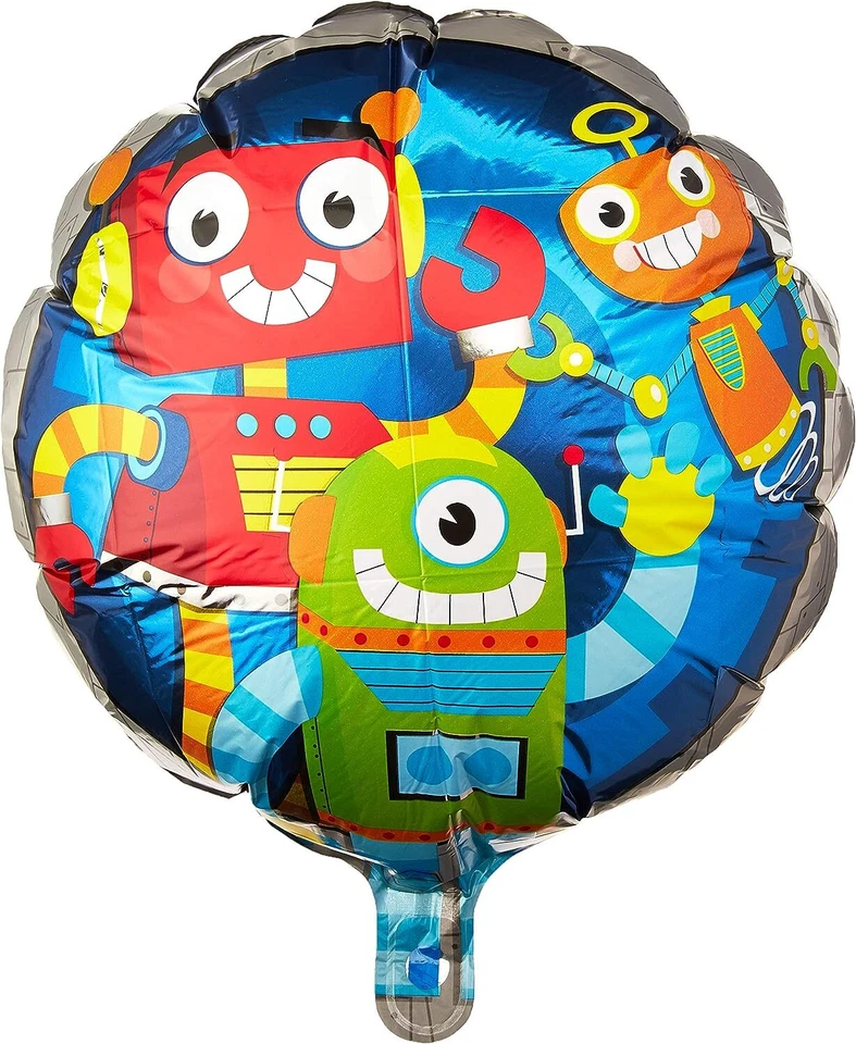 Party Robots Toy Space Boys Kids Birthday Party Decoration 18" Mylar Balloon - Image 1 of 1