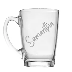 Personalised Glass Coffee Mug, Engraved with a Name, Coffee Lover, Drink Gift - Picture 1 of 4