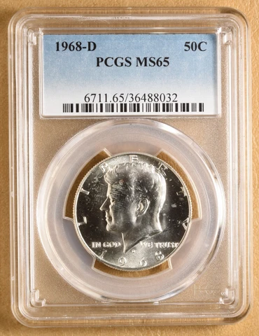1968 D Kennedy Silver Half Dollar PCGS MS65 Cover