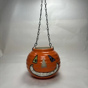 Halloween JACK O LANTERN Pumpkin Hanging Candle Holder 2005 Micheals - Picture 1 of 10