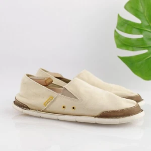 CROCS Mens Cabo Loafer Size 10 Tan Khaki Canvas Slip On Mule Casual Shoe - Picture 1 of 13