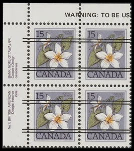 Canada 787xx Floral Violet 15c precanceled corner block 4 UL MNH 1979 - Picture 1 of 1