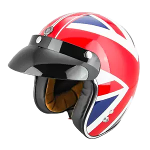 Torc T50 3/4 Retro Cafe Style Motorcycle Helmet Union Jack Graphic DOT Medium M - Picture 1 of 7