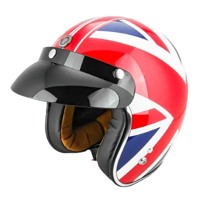 Torc T50 3/4 Retro Cafe Style Motorcycle Helmet Union Jack Graphic DOT Medium M - Image 1 of 4