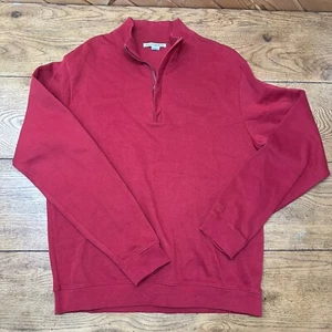 Cutter & Buck Sweatshirt Mens Medium Red Quarter Zip Pullover Lightweight EUC - Picture 1 of 7