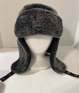 Winter Snow Hat Glaciers Edge Trapper Cap Faux Fur L/XL Dark Gray ~Cold Weather - Picture 1 of 12