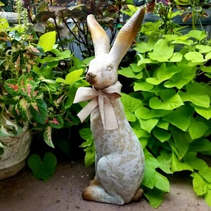 Rustic Resin Tall Garden Bunny Rabbit Figurine Statue 24" - Picture 1 of 7