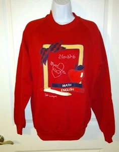 Vintage 90's Teacher School Red Jerzees Sweatshirt Adult Large ( Made in USA ) - Picture 1 of 4
