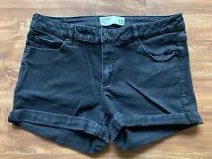 GARAGE Womens Junior Denim Black Cuffed Stretch High Waist Favorite Shorts Sz 13 - Picture 1 of 20