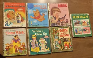 (7) Vintage kleine goldene Bücher Lot #4 Winnie Puuh Schneewittchen Vögel Ente - Bild 1 von 24