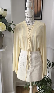 H&M S/S 2025 Edition Chiffon Lace Detail Blouse Top UK S Yellow - BNWT Sold out - Picture 1 of 12