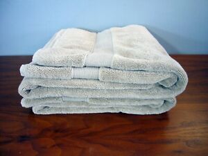 Pair of 2 Pottery Barn Classic Terry Simply Taupe Bath Towel EUC ORGANIC