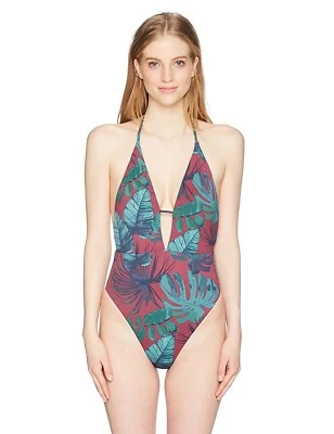 Bikini Lab Junior's Why Can't We Be Fronds Plunge One Piece Swimsuit Sz. M - Image 1 of 2