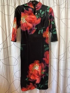 Vintage Chinese Traditional Velvet Qipao Dress Women Cheongsam Mid Length Fitted - Picture 1 of 9