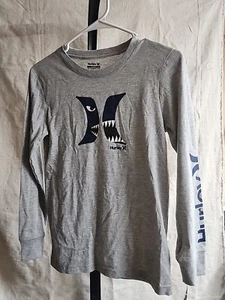 Hurley Haifischköder Shirt Jungen L schwarz Grafik Logo Druck Rundhalsausschnitt Pullover L/S - Bild 1 von 4