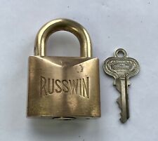 Vintage Russwin Padlock & Key Solid Brass Heavy Duty