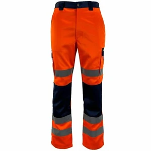 HI VIS 3 BAND SICHERHEITSARBEITSKLEIDUNG CARGO KAMPFHOSE POLYBAUMWOLLE HOSE UNTERTEILE - Bild 1 von 9