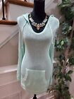 Charming Charlie Aqua 100% Cotton Long Sleeve Pullover Knit Hoodie Sweater Large
