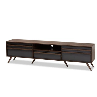 Baxton Studio Naoki Wood 60" TV Stand in Gray and Walnut - Image 1 of 4