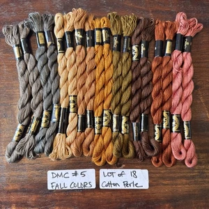 Lot of 18 DMC Cotton Perle #5 FALL COLORS Pearl Embroidery Floss 25m/27.3y/5g A - Picture 1 of 4