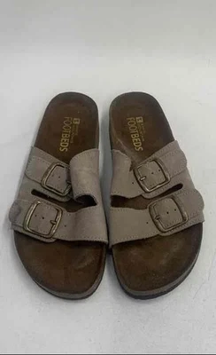 Sandalias blancas de montaña con plantillas de gamuza topo con dos correas para mujer talla 9 Foto 1 de 4