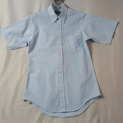 Camisa Surrey Para Hombres 15.5 Manga Corta Azul Claro Sólida Aguja Única Preppy Golf Foto 1 de 4