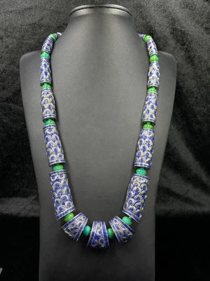 Vintage Tibetan Handmade Amulet Necklace With Lapis Lazuli And Turquoise Stone - image 1 of 4