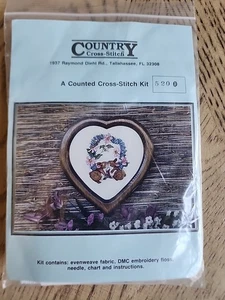 Kit punto croce vintage 1989 country contato #5200 DMC filo interdentale nuovo coniglietto fiore - Foto 1 di 5