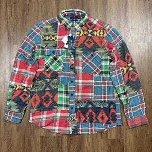 Polo Ralph Lauren patchwork nativi indiani occidentali sud-occidentali camicia azteca grande - Foto 1 di 10