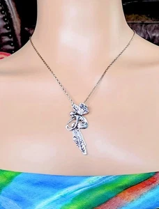 Sterling Silver Nature Fairy Nymph Pendant Curb Necklace 18" by Peter Stone - Picture 1 of 13