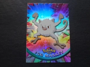 1999 Topps Pokemon Rainbow Foil #56 Mankey Holo Blue Logo Series 1 *MP* - Picture 1 of 2